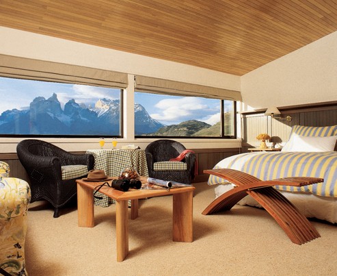habitacion con vistas a Torres del Paine, hotel Salto Chico